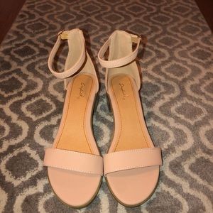 Nude Strappy Sandals with Block Heel